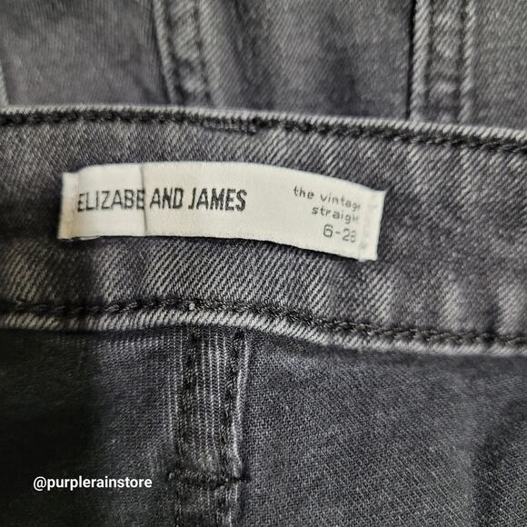 Elizabeth & James Jeans 6 Vintage Straight High Rise Tummy Control Black Wash - Picture 4 of 11